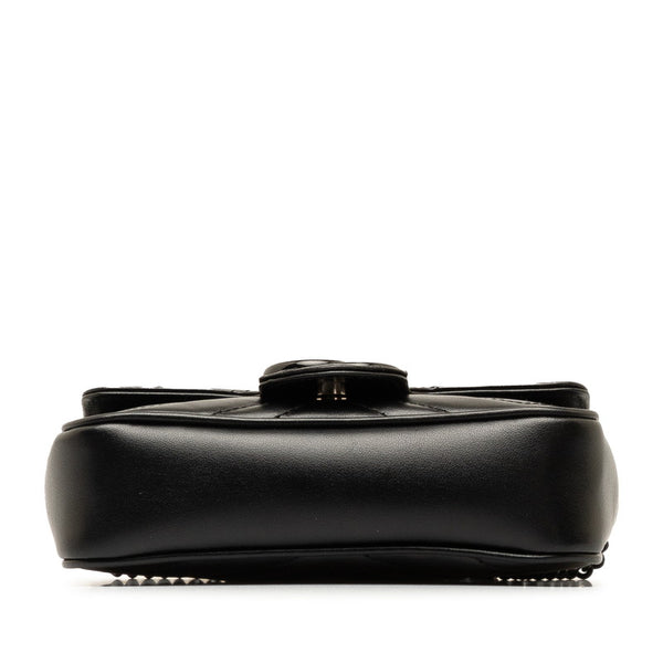 グッチ GGマーモント スーパーミニバッグ キルティングレザー 斜め掛け チェーン ショルダーバッグ 476433 ブラック レザー レディース GUCCI 【中古】