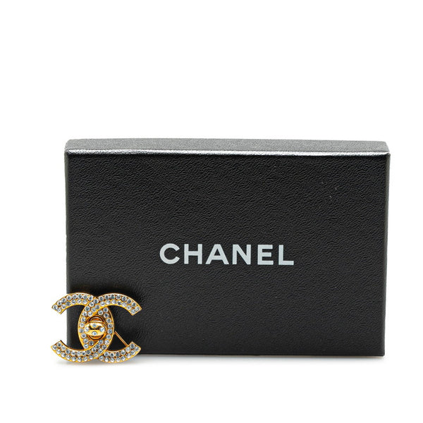 シャネル ヴィンテージ ココマーク ターンロック ラインストーン ブローチ ゴールド メッキ レディース CHANEL 【中古】