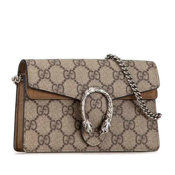 グッチ GGスプリーム ディオニュソス ミニ チェーン ショルダーバッグ 574930 ベージュ ブラウン PVC レザー レディース GUCCI 【中古】