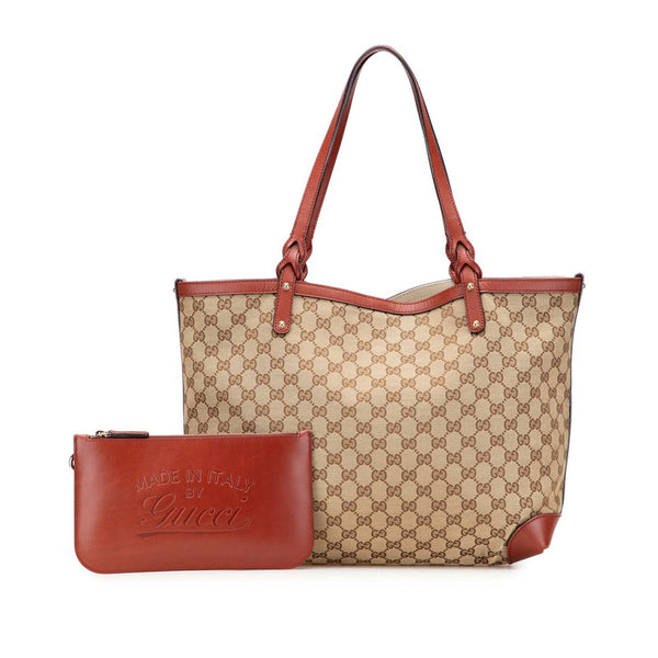 グッチ GGキャンバス トートバッグ 247209 ベージュ ブラウン キャンバス レザー レディース GUCCI 【中古】