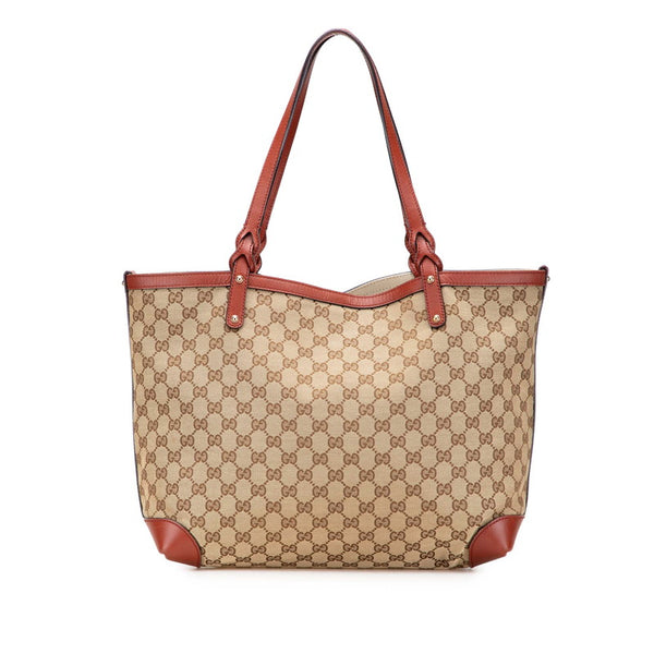 グッチ GGキャンバス トートバッグ 247209 ベージュ ブラウン キャンバス レザー レディース GUCCI 【中古】