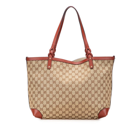 グッチ GGキャンバス トートバッグ 247209 ベージュ ブラウン キャンバス レザー レディース GUCCI 【中古】