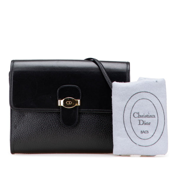 ディオール CDロゴ ショルダーバッグ ブラック レザー レディース Dior 【中古】
