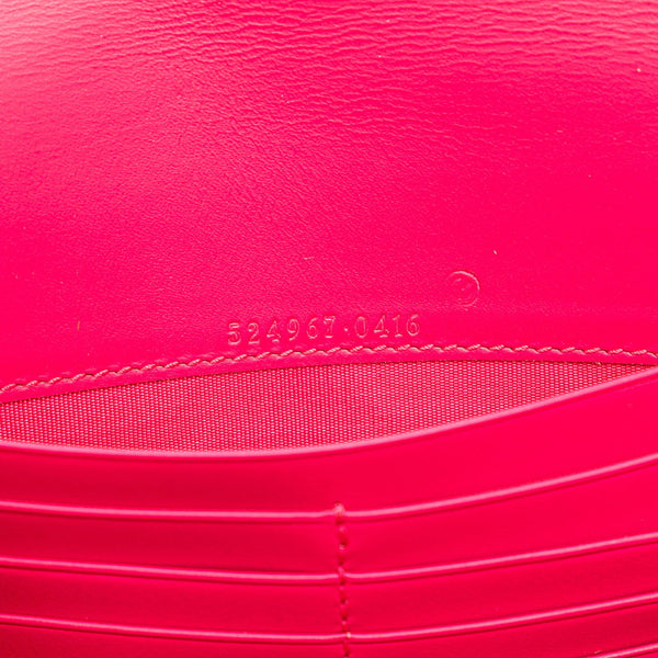 グッチ GUCCY セガロゴ チェーン ウォレット ショルダーバッグ 524967 0416 ピンク ゴールド レザー レディース GUCCI 【中古】