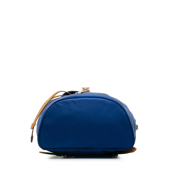 プラダ 三角ロゴプレート リュック バックパック 1BZ064 ブルー ブラウン ナイロン レザー レディース PRADA 【中古】