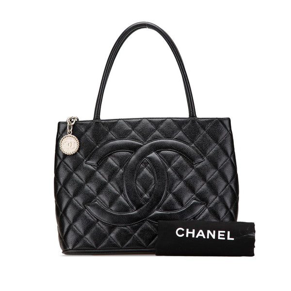 シャネル ココマーク マトラッセ 復刻トート トートバッグ ブラック キャビアスキン レディース CHANEL 【中古】
