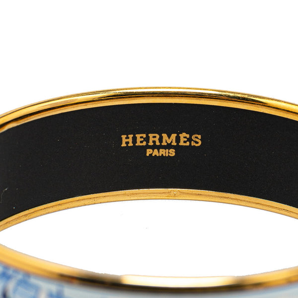 エルメス エマイユGM 七宝焼き 船 バングル ブレスレット ゴールド ブルー マルチカラー メッキ レディース HERMES 【中古】