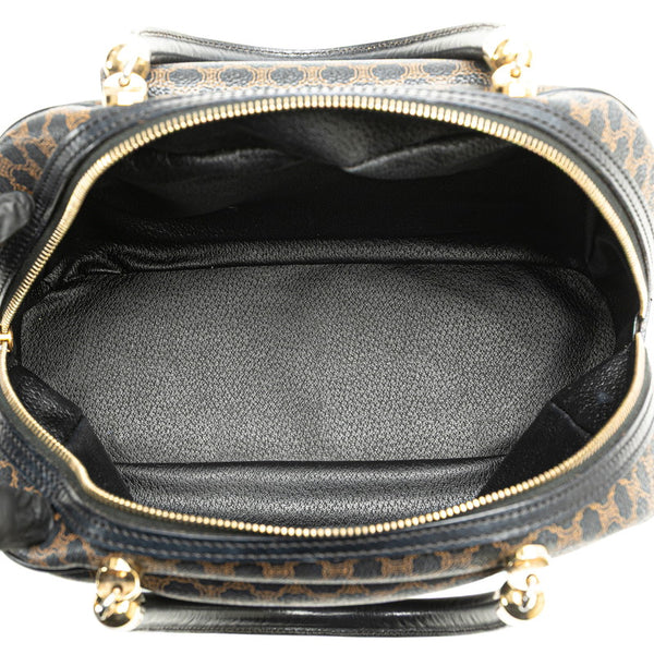 セリーヌ マカダム ハンドバッグ ブラック PVC レザー レディース CELINE 【中古】