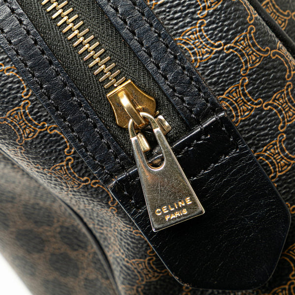セリーヌ マカダム ハンドバッグ ブラック PVC レザー レディース CELINE 【中古】