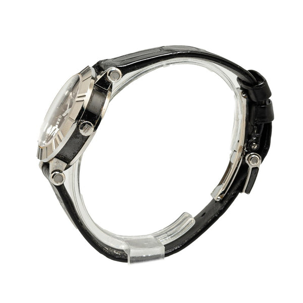 ティファニー アトラス 腕時計 Z1300 クオーツ ブラック文字盤 ステンレススチール レザー レディース TIFFANY&Co. 【中古】