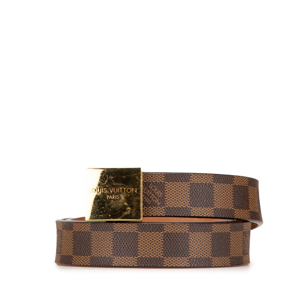 ルイ ヴィトン ダミエ サンチュール キャレ ベルト M68020 ブラウン ゴールド PVC レザー レディース LOUIS VUITTON 【中古】
