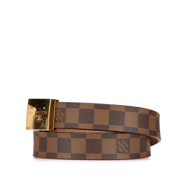 ルイ ヴィトン ダミエ サンチュール キャレ ベルト M68020 ブラウン ゴールド PVC レザー レディース LOUIS VUITTON 【中古】