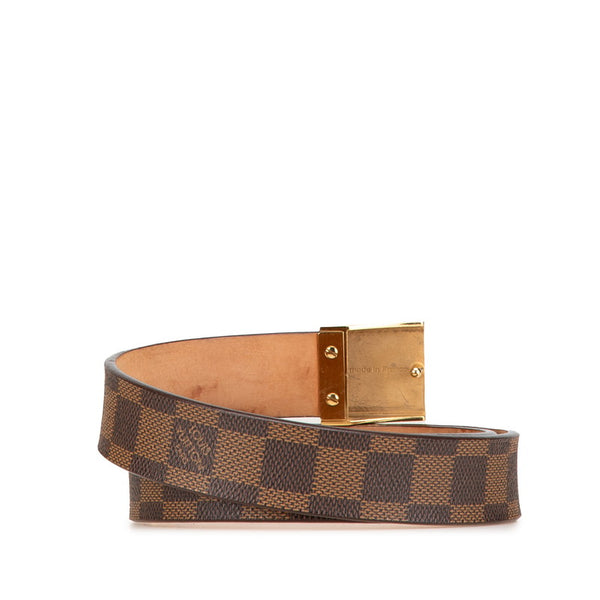 ルイ ヴィトン ダミエ サンチュール キャレ ベルト M68020 ブラウン ゴールド PVC レザー レディース LOUIS VUITTON 【中古】