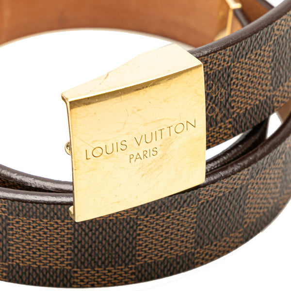 ルイ ヴィトン ダミエ サンチュール キャレ ベルト M68020 ブラウン ゴールド PVC レザー レディース LOUIS VUITTON 【中古】