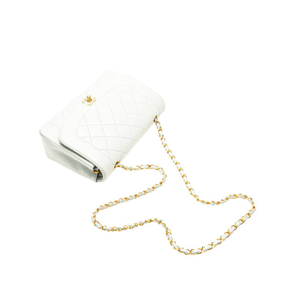 シャネル ダイアナ ココマーク 斜め掛け チェーン ショルダーバッグ ライトブルー ラムスキン レディース CHANEL 【中古】