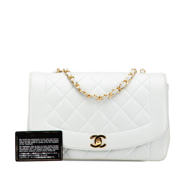 シャネル ダイアナ ココマーク 斜め掛け チェーン ショルダーバッグ ライトブルー ラムスキン レディース CHANEL 【中古】