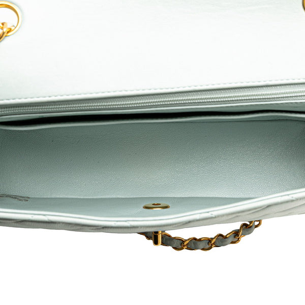 シャネル ダイアナ ココマーク 斜め掛け チェーン ショルダーバッグ ライトブルー ラムスキン レディース CHANEL 【中古】