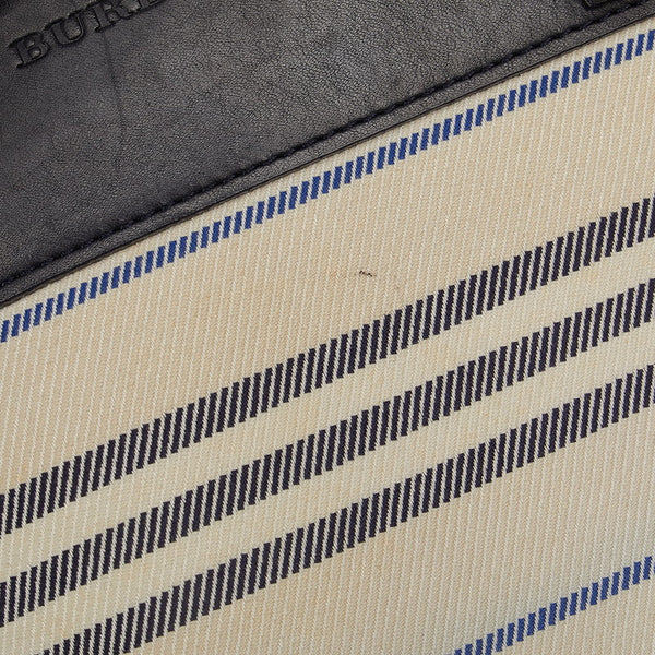バーバリー チェック ハンドバッグ トートバッグ ベージュ ブラック キャンバス レザー レディース BURBERRY 【中古】