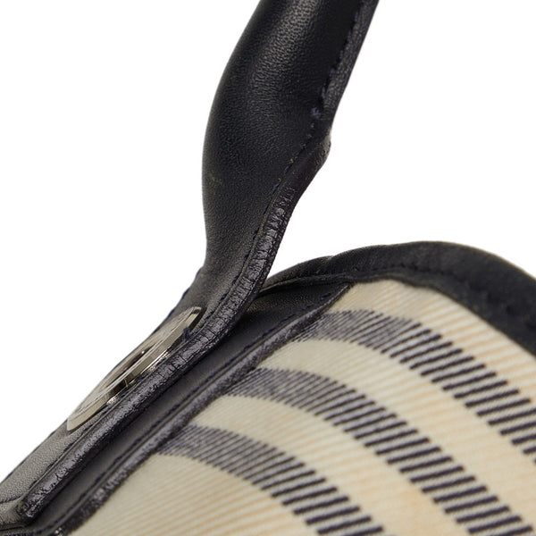 バーバリー チェック ハンドバッグ トートバッグ ベージュ ブラック キャンバス レザー レディース BURBERRY 【中古】
