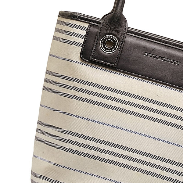 バーバリー チェック ハンドバッグ トートバッグ ベージュ ブラック キャンバス レザー レディース BURBERRY 【中古】