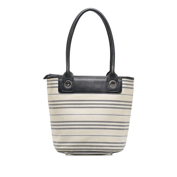 バーバリー チェック ハンドバッグ トートバッグ ベージュ ブラック キャンバス レザー レディース BURBERRY 【中古】
