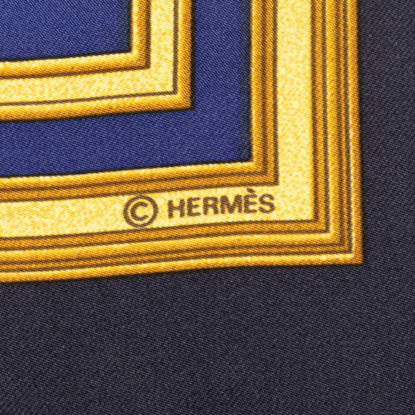 エルメス カレ90 LES TUILERIES チュイルリー公園 スカーフ ブルー マルチカラー シルク レディース HERMES 【中古】