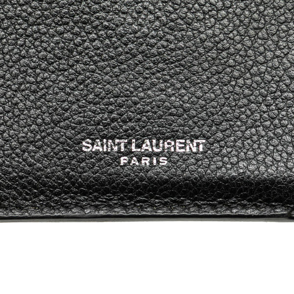 サンローラン フラグメントケース  カードケース コンパクト財布 ブラック レザー レディース SAINT LAURENT 【中古】