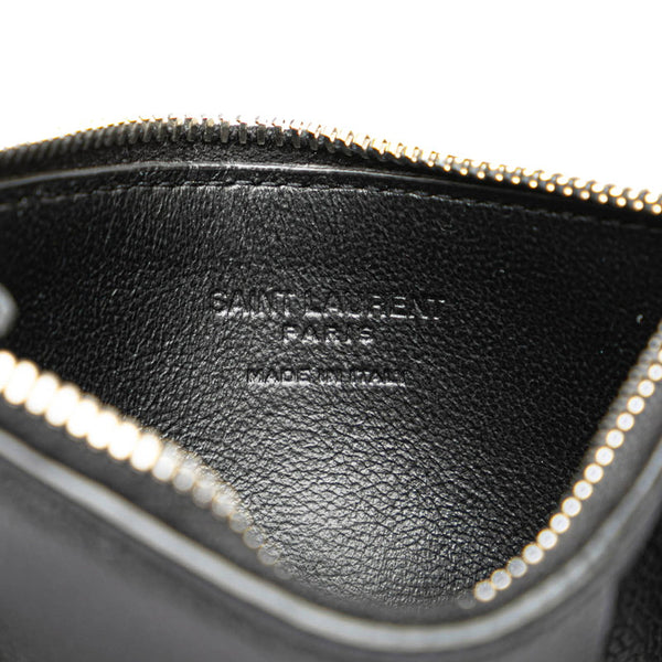 サンローラン フラグメントケース  カードケース コンパクト財布 ブラック レザー レディース SAINT LAURENT 【中古】