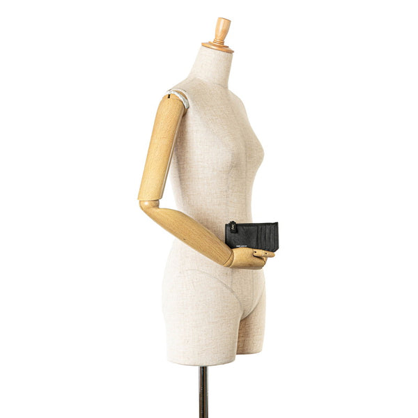 サンローラン フラグメントケース  カードケース コンパクト財布 ブラック レザー レディース SAINT LAURENT 【中古】