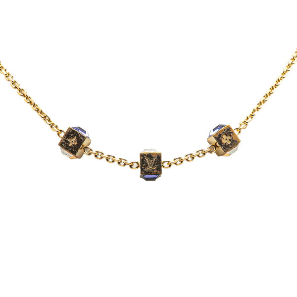 ルイ ヴィトン コリエ ギャンブル LVモチーフ ネックレス M65096 ゴールド パープル メッキ レディース LOUIS VUITTON 【中古】