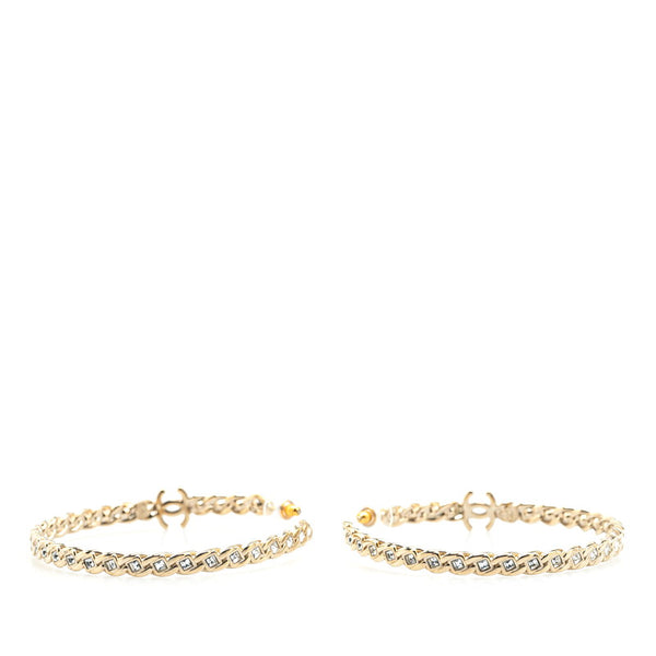 シャネル ココマーク フープピアス シャンパンゴールド メッキ ラインストーン レディース CHANEL 【中古】