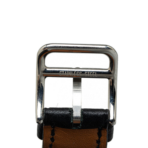 エルメス Hウォッチ 腕時計 HH1.210 クオーツ ブラック文字盤 ステンレススチール レザー レディース HERMES 【中古】
