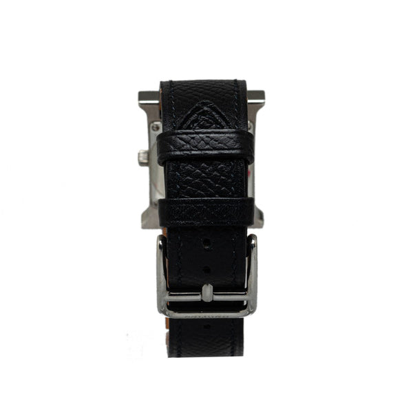 エルメス Hウォッチ 腕時計 HH1.210 クオーツ ブラック文字盤 ステンレススチール レザー レディース HERMES 【中古】
