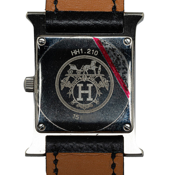 エルメス Hウォッチ 腕時計 HH1.210 クオーツ ブラック文字盤 ステンレススチール レザー レディース HERMES 【中古】