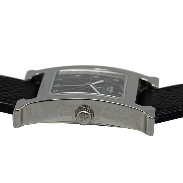 エルメス Hウォッチ 腕時計 HH1.210 クオーツ ブラック文字盤 ステンレススチール レザー レディース HERMES 【中古】