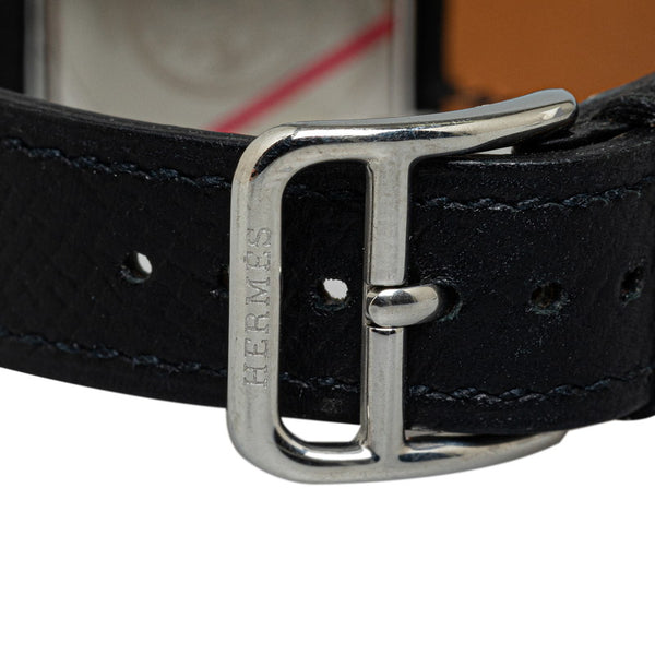 エルメス Hウォッチ 腕時計 HH1.210 クオーツ ブラック文字盤 ステンレススチール レザー レディース HERMES 【中古】