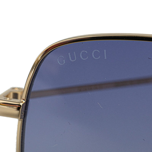 グッチ スクエアフレーム ハートチャーム サングラス GG1031S 004 ゴールド パープル メタル プラスチック レディース GUCCI 【中古】