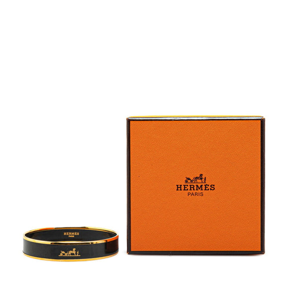 エルメス エマイユ カレーシュ バングル ゴールド ブラック メッキ レディース HERMES 【中古】