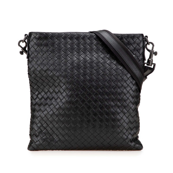 ボッテガヴェネタ イントレチャート ショルダーバッグ ブラック レザー レディース BOTTEGAVENETA 【中古】