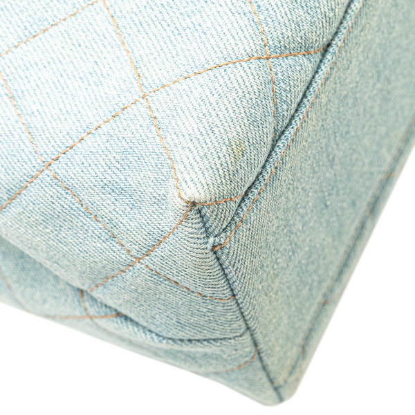 シャネル ココマーク キルティング ハンドバッグ トップハンドル ライトブルー デニム レディース CHANEL 【中古】