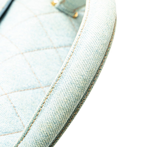 シャネル ココマーク キルティング ハンドバッグ トップハンドル ライトブルー デニム レディース CHANEL 【中古】