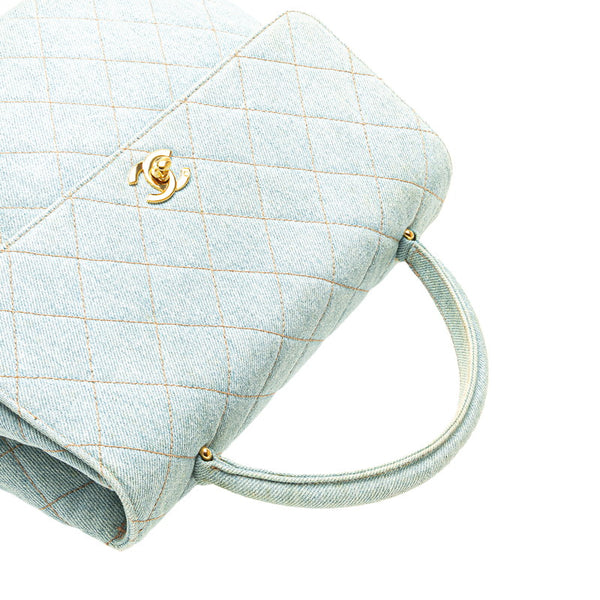 シャネル ココマーク キルティング ハンドバッグ トップハンドル ライトブルー デニム レディース CHANEL 【中古】
