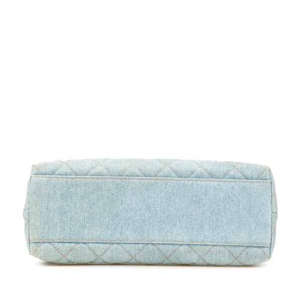 シャネル ココマーク キルティング ハンドバッグ トップハンドル ライトブルー デニム レディース CHANEL 【中古】