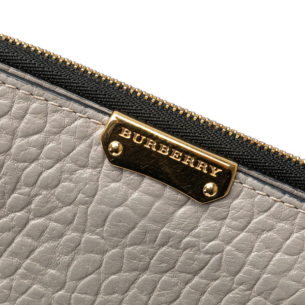バーバリー 長財布 グレー レザー レディース BURBERRY 【中古】