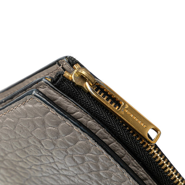 バーバリー 長財布 グレー レザー レディース BURBERRY 【中古】