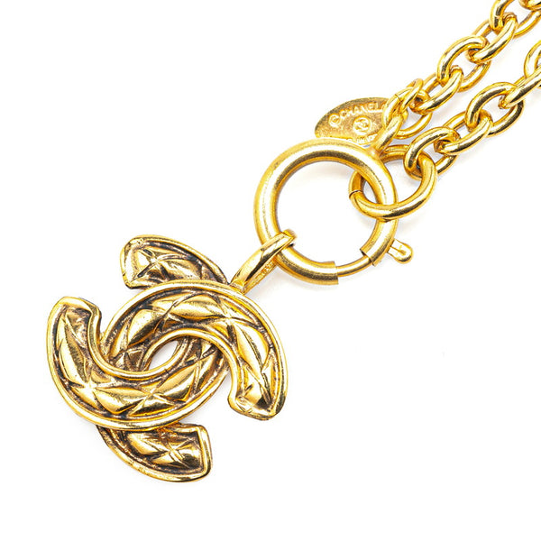 シャネル マトラッセ ココマーク ネックレス ゴールド メッキ レディース CHANEL 【中古】