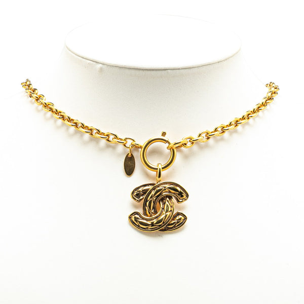 シャネル マトラッセ ココマーク ネックレス ゴールド メッキ レディース CHANEL 【中古】