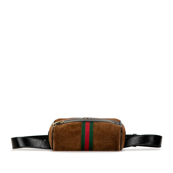 グッチ GGマーモント シェリーライン ウエストバッグ ボディバッグ 517076 ブラウン ブラック スウェード エナメル レディース GUCCI 【中古】