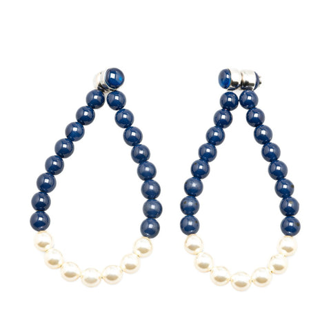 シャネル ココマーク フープ イヤリング ブルー ホワイト フェイクパール レディース CHANEL 【中古】