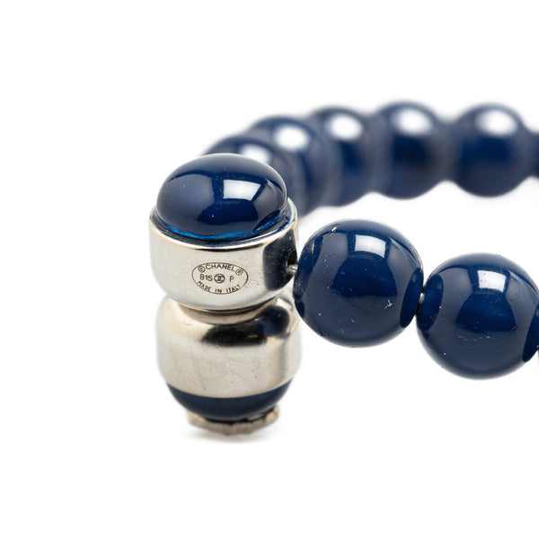 シャネル ココマーク フープ イヤリング ブルー ホワイト フェイクパール レディース CHANEL 【中古】